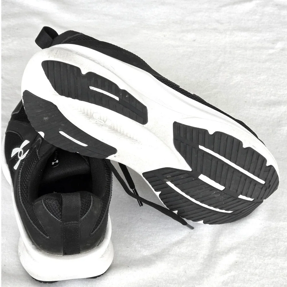 Under Armour Charged Assert 9 Mens Running Shoes Black White 4E Wide 3024852-001
